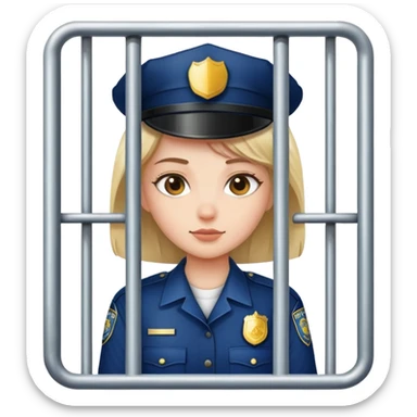 The girl is behind bars with a policeman. sticker