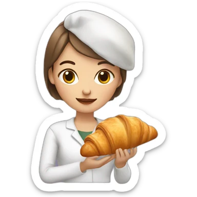 French Girl Holding a Croissant sticker