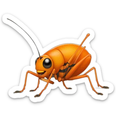 an orange-colored cricket saying "Hi" sticker