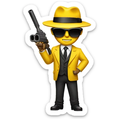 yellow suit mafia with bazooka and sunglasses sticker