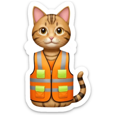 tabby cat in hi-vis clothing facing right sticker