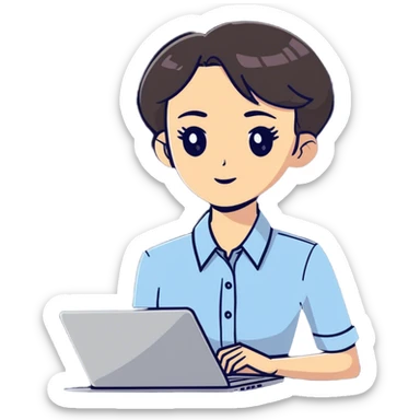Woman IT director with laptop sticker