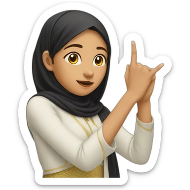 Muslim girl points to the left with her hand sticker