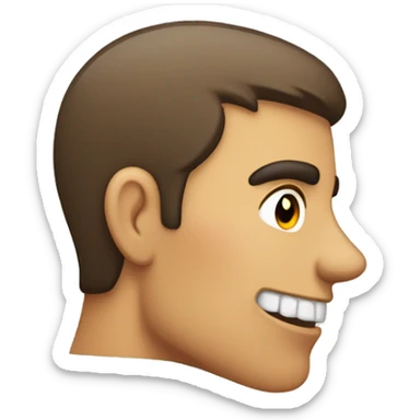 side profile of underbite with jaws showing, and squinched eye brows. sticker