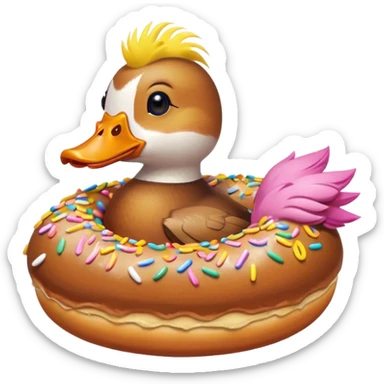 Duck with a doughnut  sticker