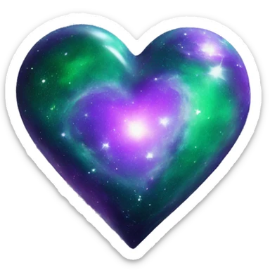 green and purple galaxy heart sticker