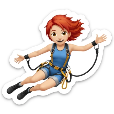bungee jumping face only with hair flying red hair long sticker