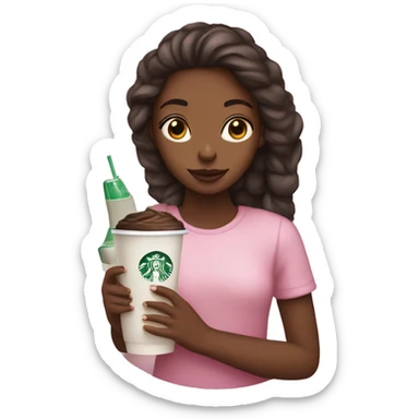 Girly girl holding a light pink bible with a cross on it and a Starbucks drink sticker