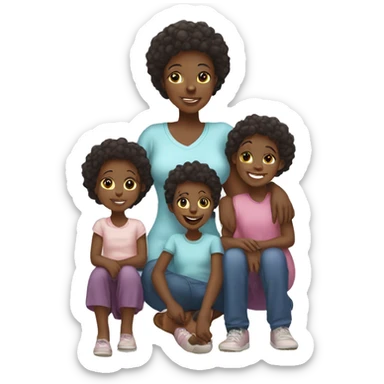 african FAMILY MOTHER, 1 SON AND 3 DAUGHTERS and a cat sticker