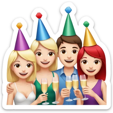 group of friends smiling indoors sticker