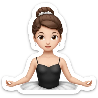 Cinematic Realistic Ballerina Portrait, depicted with lifelike skin texture, subtle rosy undertones, and soft natural lighting that enhances the gentle contours of her face. Her intricately detailed Brunette hair is elegantly styled in an updo, sticker