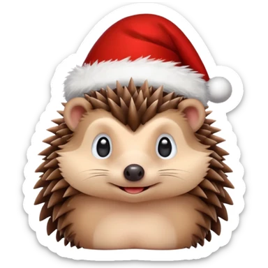 Hedgehog with christmas hat sticker