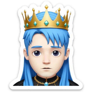 blue haired goth king sticker