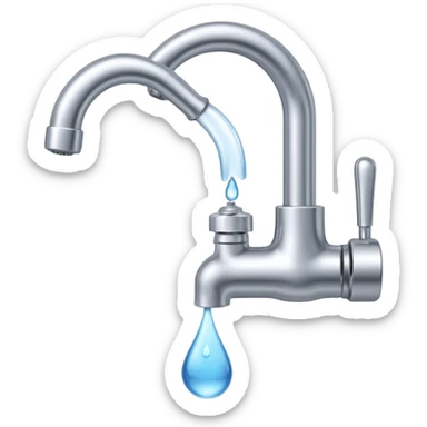 a faucet with a water droplet at the end sticker