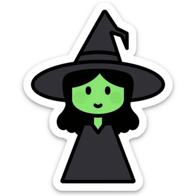 Elphaba, the green-skinned witch with black hat and dress sticker