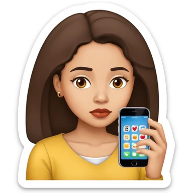 lightskin lady laying down scrolling on her phone bored sticker