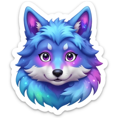 anthropomorphic anthro kawaii cute colorful shiny pastel nebula furry wolf-fursona furry  (half body) sticker
