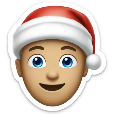 happy boy in santa hat with blue eyes sticker