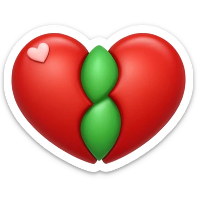 two hearts orbiting each other. one is red, the other is green sticker