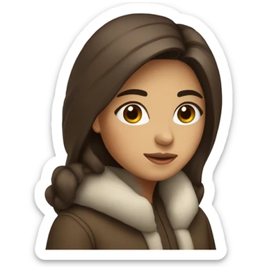 winter christmas coat, hispanic, long brown hair, girl, brown eyes sticker