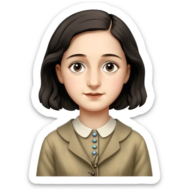 anne-frank-–-cinematic-realistic-portrait-of-anne-frank,-depicted-with-a-reflective,-gentle-expression-in-period-clothing,-her-eyes-conveying-hope-and-resilience,-rendered-with-soft,-natural-lighting-and-delicate-textures-that-capture  sticker