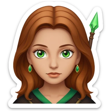 Bruja ojos verdes pelo castaño claro sticker