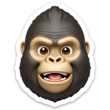Cinematic Comical Gorilla Portrait Emoji, Head tilted dramatically with an exaggeratedly shocked expression, featuring a robust build with wide, comically expressive eyes full of humorous disbelief, Simplified yet hilariously expressive features, highly detailed, glowing with a slightly sassy jungle glow, high shine, dramatic yet playful, stylized with an air of quirky primate attitude, soft glowing outline, capturing the essence of a meme-worthy gorilla that appears ready to side-eye its way into viral fame! sticker