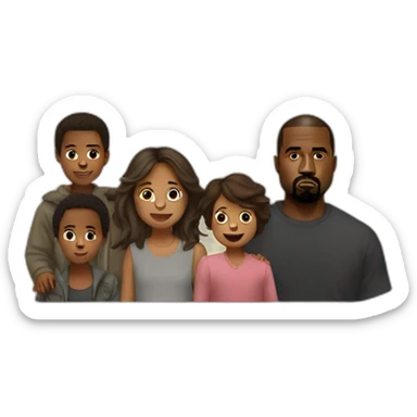 Kanye West avec ses enfants sticker