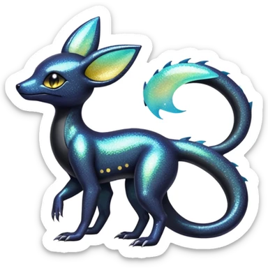Pastel Iridescent Shiny Sparkly Exotic Salandit-Umbreon-Fakémon-hybrid-creature (full body)  sticker