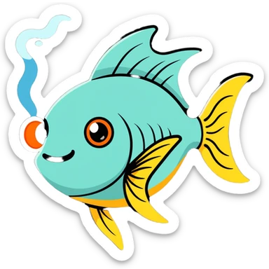 Stoned fish smoking a blunt with their fins sticker