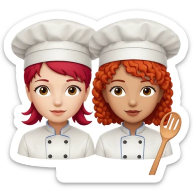 Dos chicas chef, una pelirroja de pelo lacio y otra de pelo negro con rulos sticker