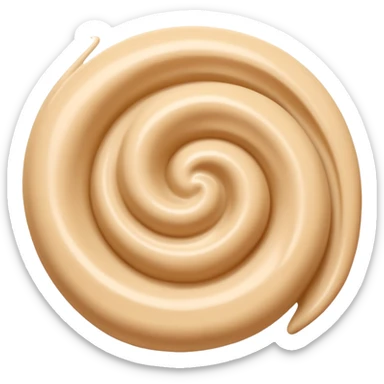 small swirl of smooth beige sesame paste with creamy slightly glossy surface and soft fluid texture, gentle ridges, natural velvety sheen, no bowl spoon or sesame seeds, soft lighting, subtle shadows, transparent background, emoji scale sticker