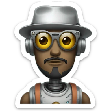 AI Robot in the style of a berlin hipster sticker