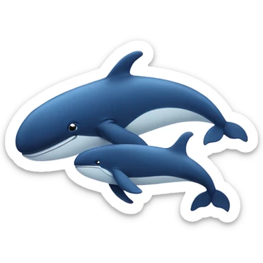 A whale and her calf swimming sticker