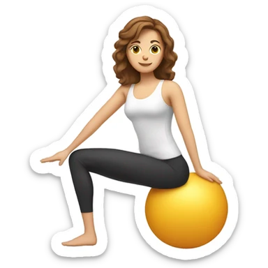 White woman with brown hair doing pilates sticker
