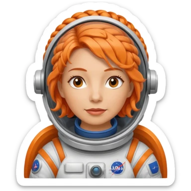 Astronauts, Middle-age, female, orange braided hair sticker
