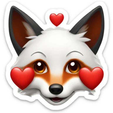 dark red fox face with tiny red heart instead of eyes sticker