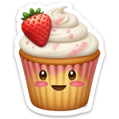 cupcake with strawberry  sticker