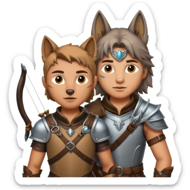 un archer avec un loup de conpagnie sticker