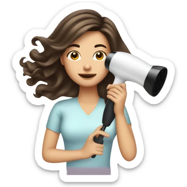 Brunette girl blow drying hair sticker