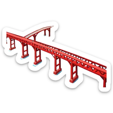 advanced modern island with advanced infrastructure with a red bridge on one side sticker