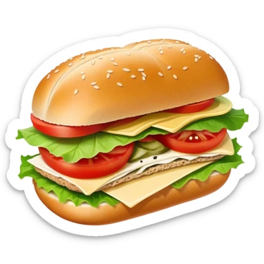 sandwich with turkey, lettuce, pickles, mayonnaise, and tomatoes side view sticker
