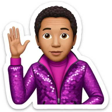 Smokey Robinson with dark brown hair, magenta sequin outfit  sticker