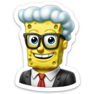 spongebob squarepants but as a nerd sticker