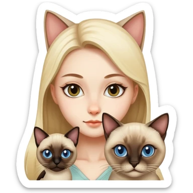 girl with siam cat  sticker