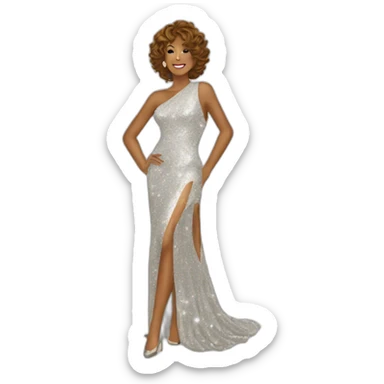 Whitney Houston in glitter dress sticker