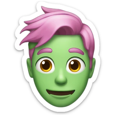 a skinny guy with green hair and tongue out sticker