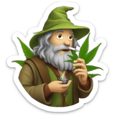 Hobbit smoking cannabis sticker