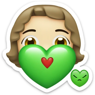 Kissing heart face with green heart sticker