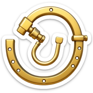 Emoji of an iron golden horseshoe with a thumb down in the middle (DisLikes) Vector sticker